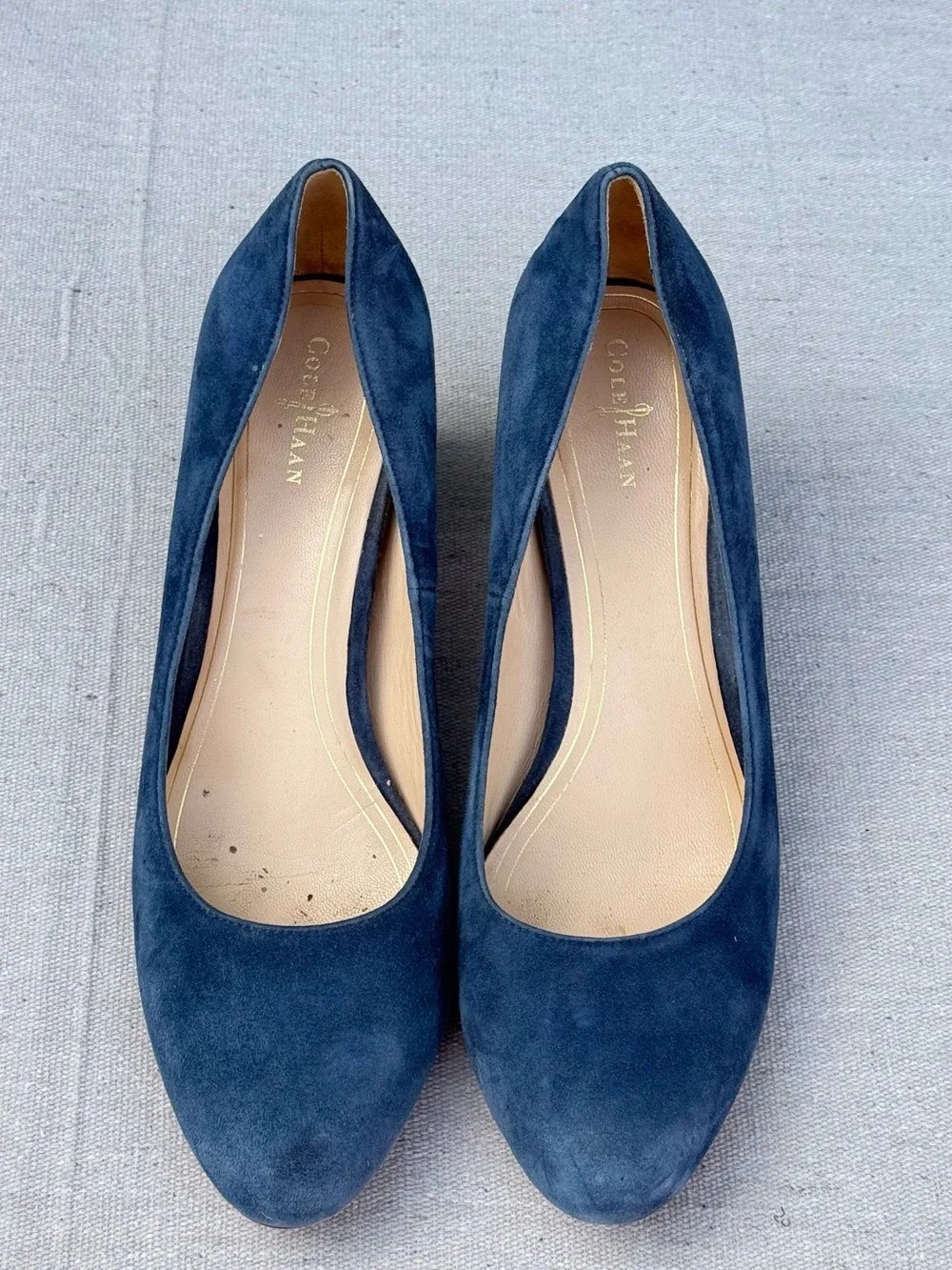 Cole Haan Navy Suede Round-Toe Pumps